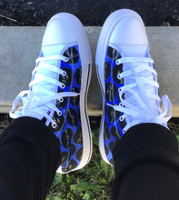 Load image into Gallery viewer, BLUE MOTIVATE TENNIS SHOES HIGH TOP LOW TOP
