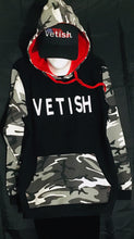 Load image into Gallery viewer, Hoodie Black and White red trim
